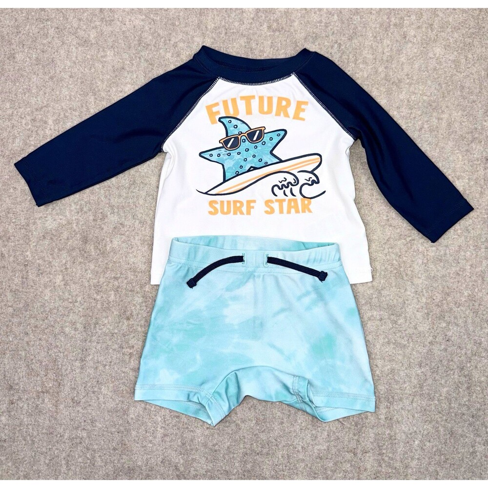 Old Navy Boys Baby 3-6M 2pc Long Sleeve Swim Shirt & Shorts Tie Dye